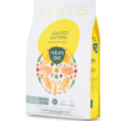 Hot Natura Diet Kattefoder Killing Kylling 3 kg - komplet tørfoder til killinger Killingefoder - Sundt Kattefoder Til Killinger I Alle Racer|Kattefoder & Snacks
