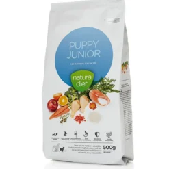 New Natura Diet Puppy Junior hvalpefoder 500 g til sund vækst Hundefoder|Tørfoder Til Hunde I Alle Størrelser Og Aldre