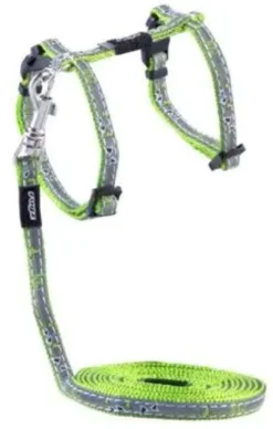 New Nightcat Kattesele og Linesæt 8 mm Lime Swallows Kattehalsbånd Og Katteseler