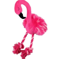 Flamingo Hundelegetøj med Reb - sjov bamse i plys Hundelegetøj Til Alle Hunde Leg Og Aktivering Året Rundt|Legetøj Til Hvalpe - Sjov Leg, Aktivering Og Tryghed Fra Første Dag