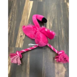 Flamingo Hundelegetøj med Reb - sjov bamse i plys Hundelegetøj Til Alle Hunde Leg Og Aktivering Året Rundt|Legetøj Til Hvalpe - Sjov Leg, Aktivering Og Tryghed Fra Første Dag