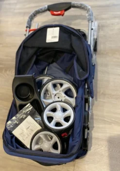 New Hunde klapvogn med 4 hjul Blå Transport Og Adgang Til Hvalpe - Tryg Og Nem Hverdag|Transport Og Adgang For Hunde - Tryg Og Nem Hverdag