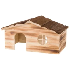 New Ragna hus i brændt træ 43x22x25 cm Træ- Og Høhuse Til Gnavere Og Kaniner