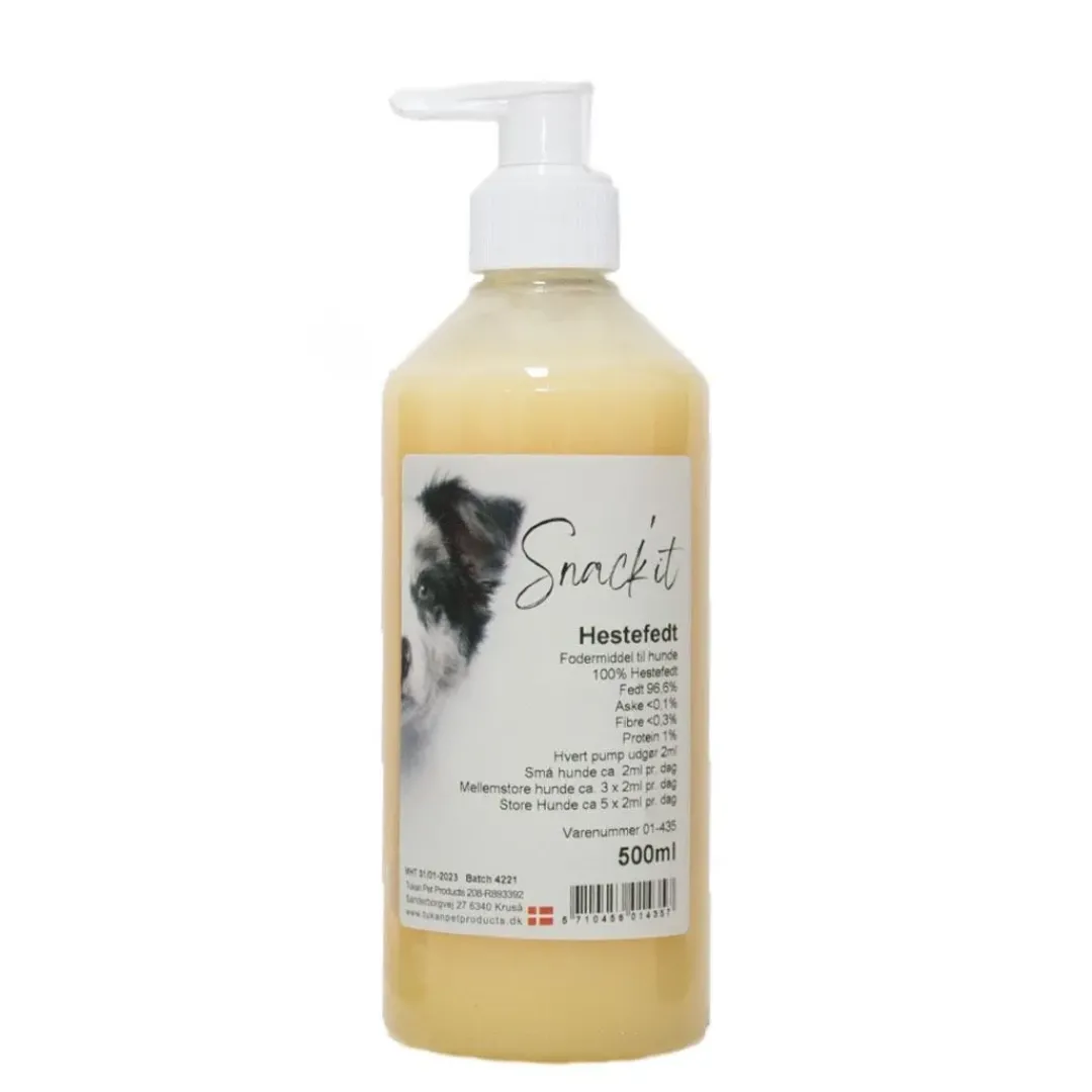 Best Snackit Hestefedt til Hunde 500 ml Plejemidler Til Hund Med Fokus På Sundhed Og Velvære|Fodertilskud Til Hvalpe - Støtte Til Sund Vækst Og Trivsel