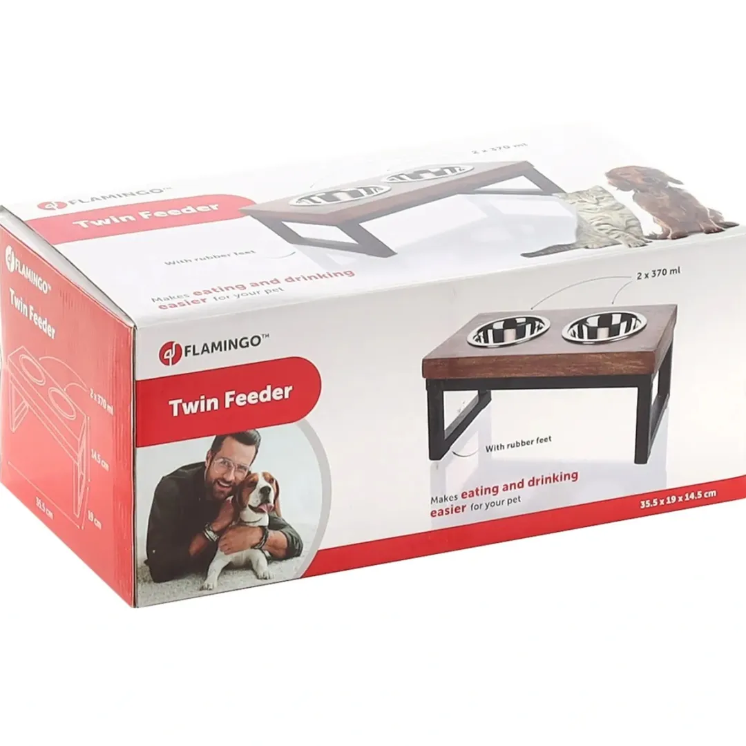 Best Tommy Twin Feeder Set med stand 370 ml Hundeskåle Til Mad Og Drikke Der Passer Til Din Hunds Behov|Hundeskåle Til Hvalpe - Praktisk, Sikker Og Nem Spisetid