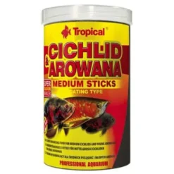 Cichlide og Arowana Medium Sticks 1000 ml Fiskefoder Til Ferskvandsfisk