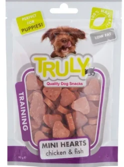 Clearance Truly Puppy Mini Hearts 90 g - hvalpesnacks med kylling Hundeguf Og Tyggeben Til Hunde