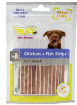 Online Truly Strips 90 g - Kødsnacks i strimler Hundeguf Og Tyggeben Til Hunde