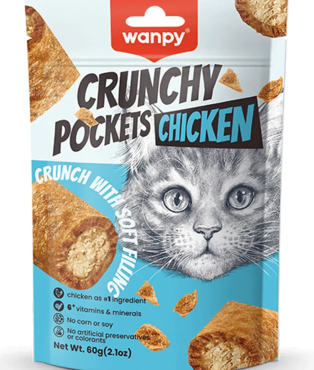 New Crunchy Pockets Chicken 60g Kattefoder & Snacks