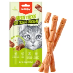 Outlet Kat Meaty Sticks med Kattegræs og Kylling 3 x 6 g Kattefoder & Snacks|Killingesnacks - Sunde Godbidder Til Killinger