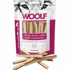Best Woolf Hundesnack And og Torsk Lang Sandwich Snacks Til Hvalpe - Lækre Godbidder Til Træning Og Forkælelse|Hundeguf Og Tyggeben Til Hunde