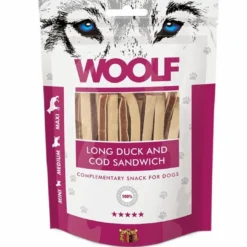 Best Woolf Hundesnack And og Torsk Lang Sandwich Snacks Til Hvalpe - Lækre Godbidder Til Træning Og Forkælelse|Hundeguf Og Tyggeben Til Hunde