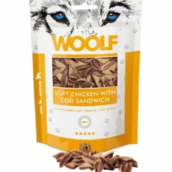 Clearance Woolf Hundesnack Bløde Kylling med Torsk Sandwich Snacks Til Hvalpe - Lækre Godbidder Til Træning Og Forkælelse|Hundeguf Og Tyggeben Til Hunde
