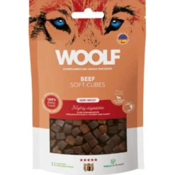 Best Woolf Hundesnack Bløde Terninger med Oksekød - monoprotein 100 g Snacks Til Hvalpe - Lækre Godbidder Til Træning Og Forkælelse|Hundeguf Og Tyggeben Til Hunde
