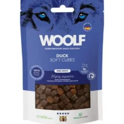 Clearance Woolf Hundesnack Bløde Terninger med And - monoprotein 100 g Snacks Til Hvalpe - Lækre Godbidder Til Træning Og Forkælelse|Hundeguf Og Tyggeben Til Hunde