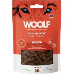 Discount Woolf Hundesnack Bløde Terninger med Iberisk Svinekød - monoprotein 100 g Snacks Til Hvalpe - Lækre Godbidder Til Træning Og Forkælelse|Hundeguf Og Tyggeben Til Hunde