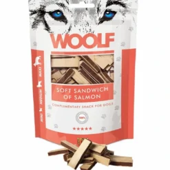 Outlet Woolf Hundesnack Blød Sandwich med Laks Snacks Til Hvalpe - Lækre Godbidder Til Træning Og Forkælelse|Hundeguf Og Tyggeben Til Hunde