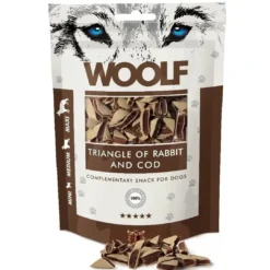 Sale Woolf Hundesnack Kanin og Torsk Triangle Snacks Til Hvalpe - Lækre Godbidder Til Træning Og Forkælelse|Hundeguf Og Tyggeben Til Hunde